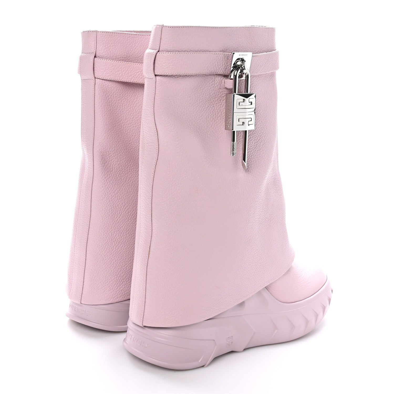 Givenchy Grained Calfskin Shark Lock Biker Ankle Boots 40 Pink 4 of 8