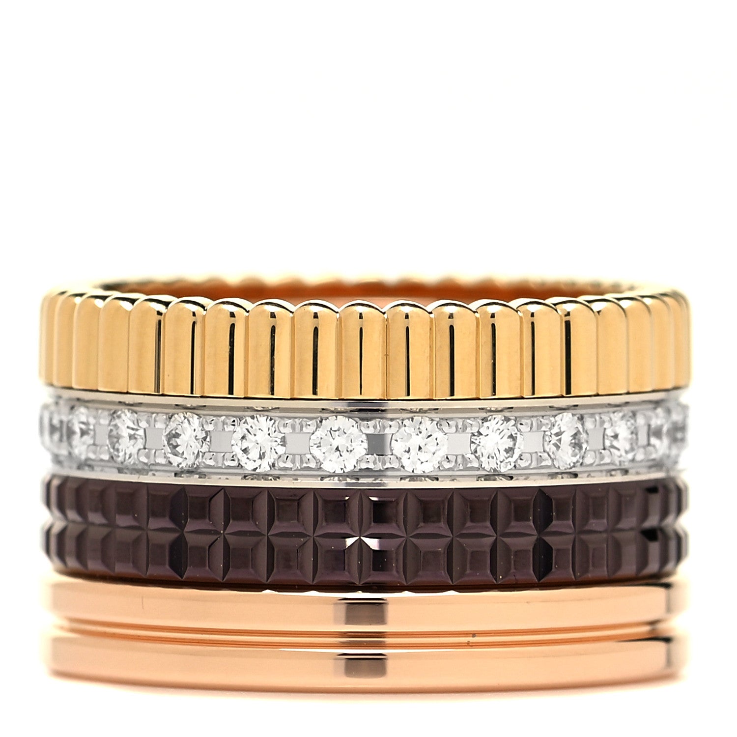 Boucheron 18K Pink Yellow White Gold PVD Diamond Large Quatre Classique Ring 51 5.75 3 of 5
