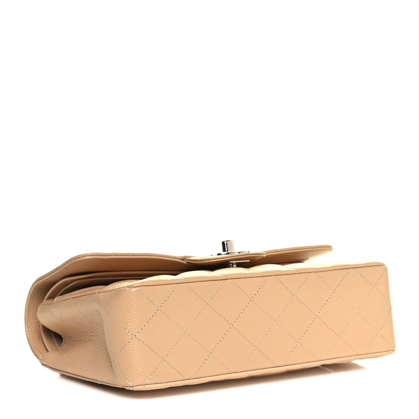 Caviar Quilted Small Double Flap Beige