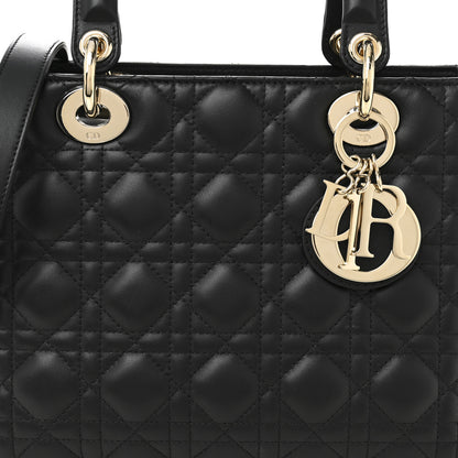 Christian Dior Lambskin Cannage Medium Lady Dior Black 14 of 21