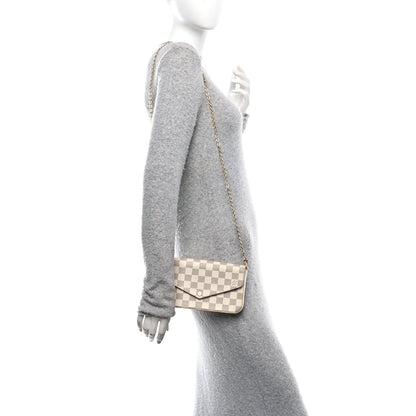 Louis Vuitton Damier Azur Pochette Felicie Chain Wallet Rose Ballerine 2 of 19
