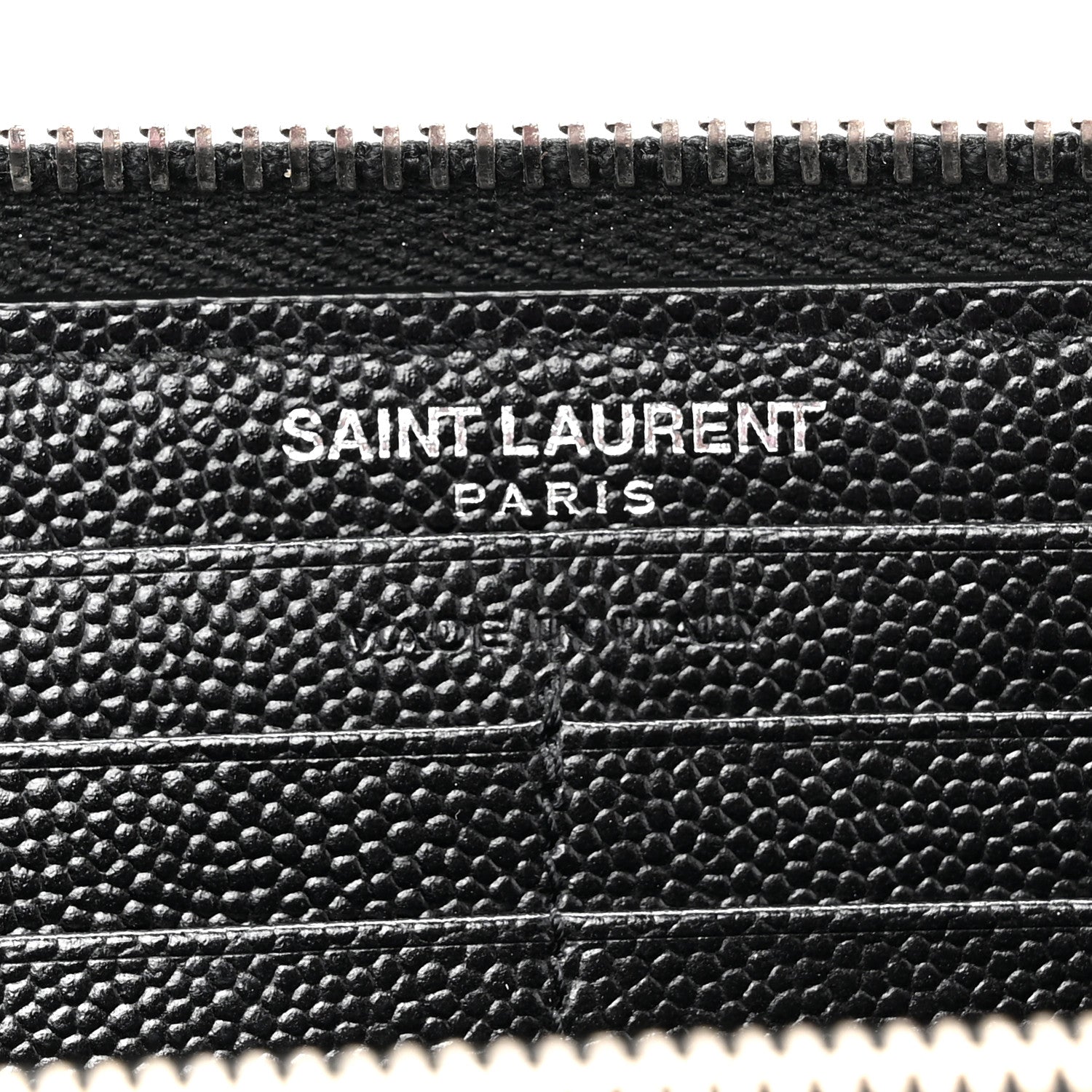 Saint Laurent Grain De Poudre Matelasse Chevron Monogram Zip Around Wallet Black 6 of 6