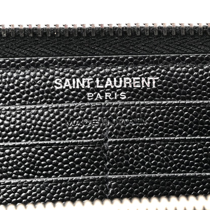 Saint Laurent Grain De Poudre Matelasse Chevron Monogram Zip Around Wallet Black 6 of 6