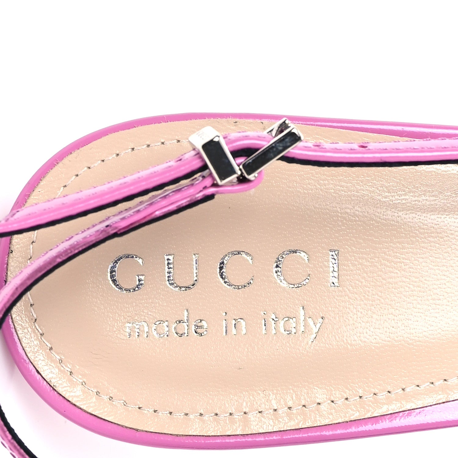Gucci Patent Regent Calfskin Walma 65 Buckle Slingback Pumps 38.5 Libre Pink 8 of 10