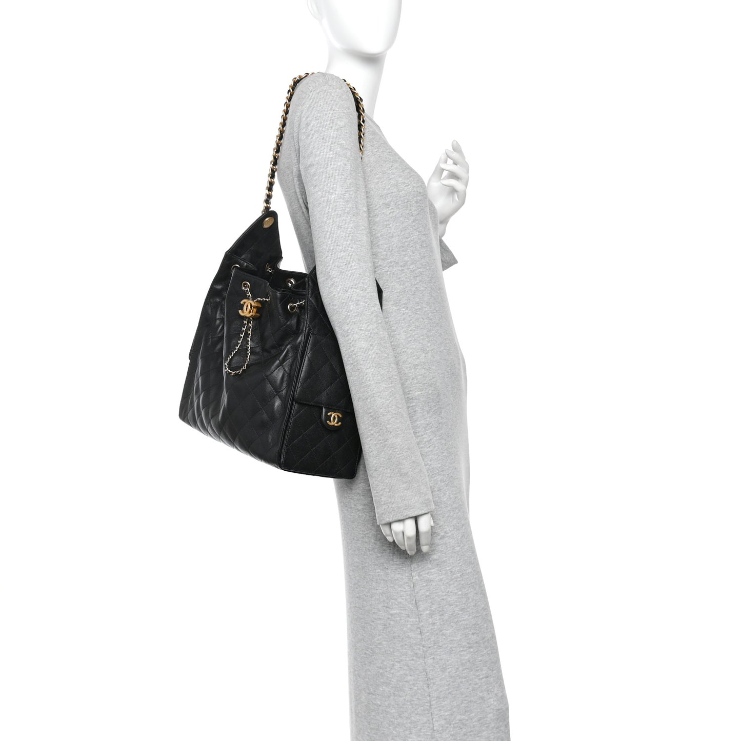 Caviar Quilted Medium Chanel 25 Handbag Black