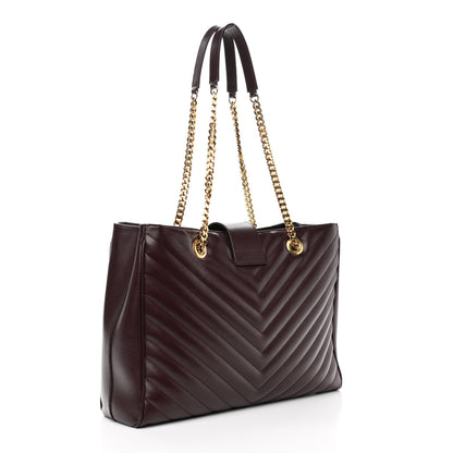 Saint Laurent Grain de Poudre Matelasse Chevron Large Monogram Shopping Bag Amarena 3 of 12
