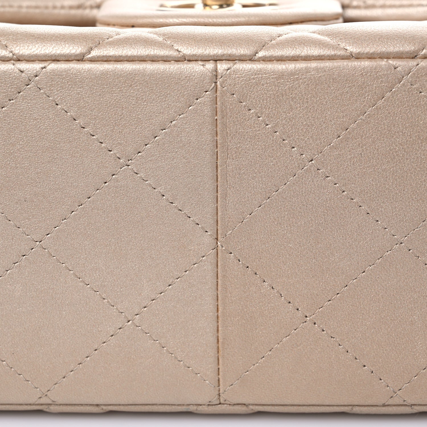 Chanel Metallic Lambskin Quilted Jumbo Double Flap Pale Gold 12 of 14