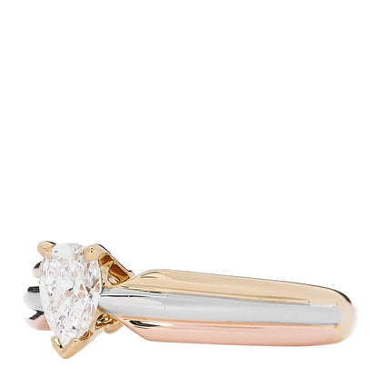 Cartier 18K Pink Yellow White Gold Diamond .36ct Pear Cut Trinity Engagement Ring 3 of 7