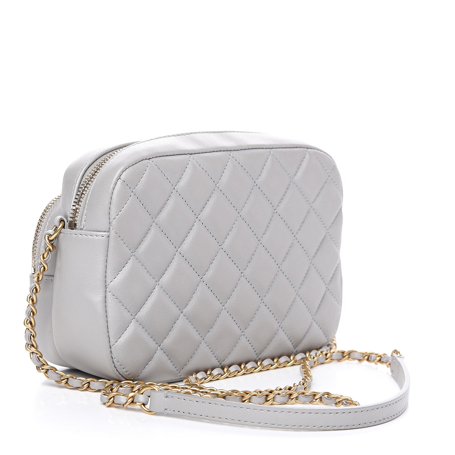 Chanel Iridescent Calfskin Quilted Day Trips Camera Case Light Grey 2 of 11