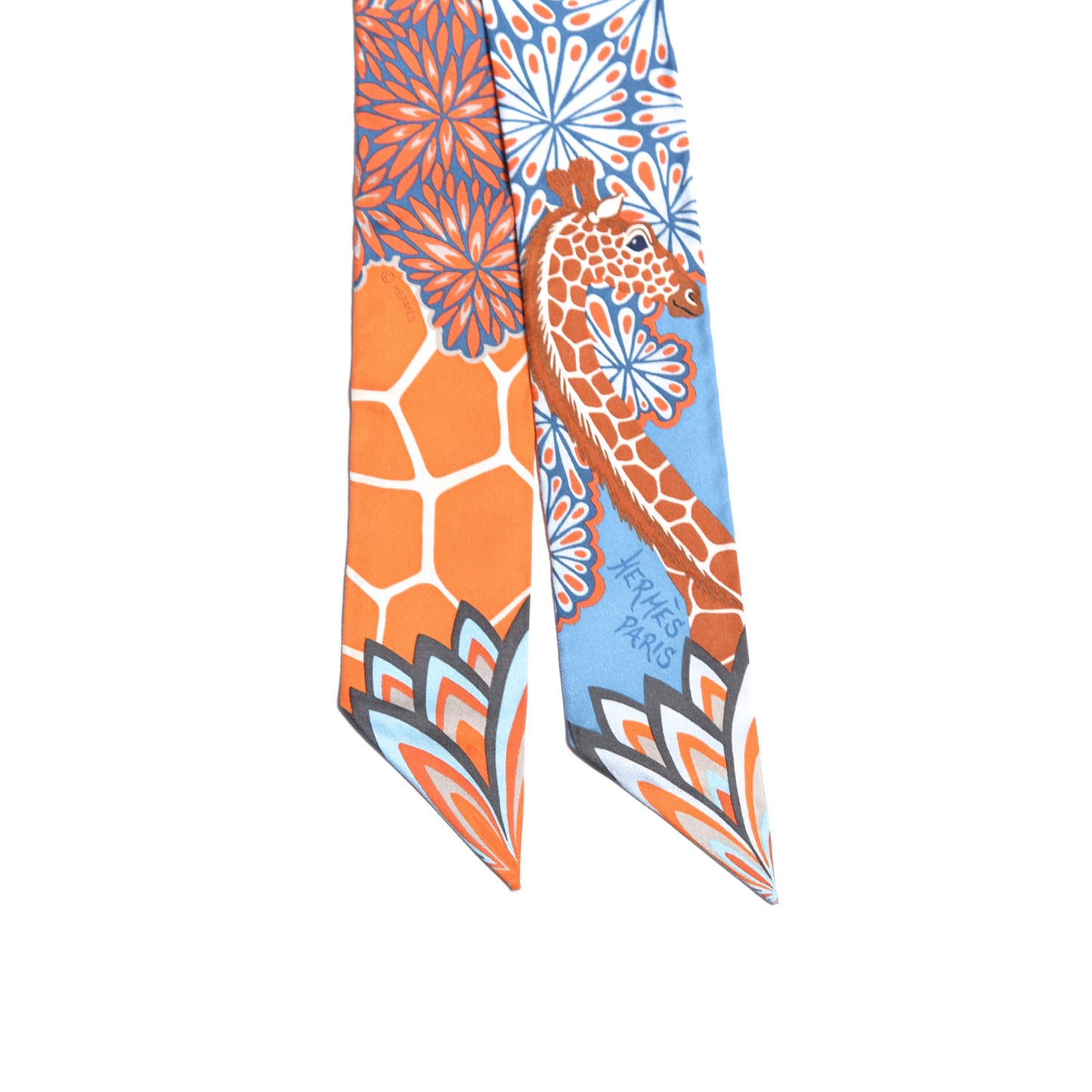 Silk The Three Graces Twilly Bleu Jean Orange Rouille