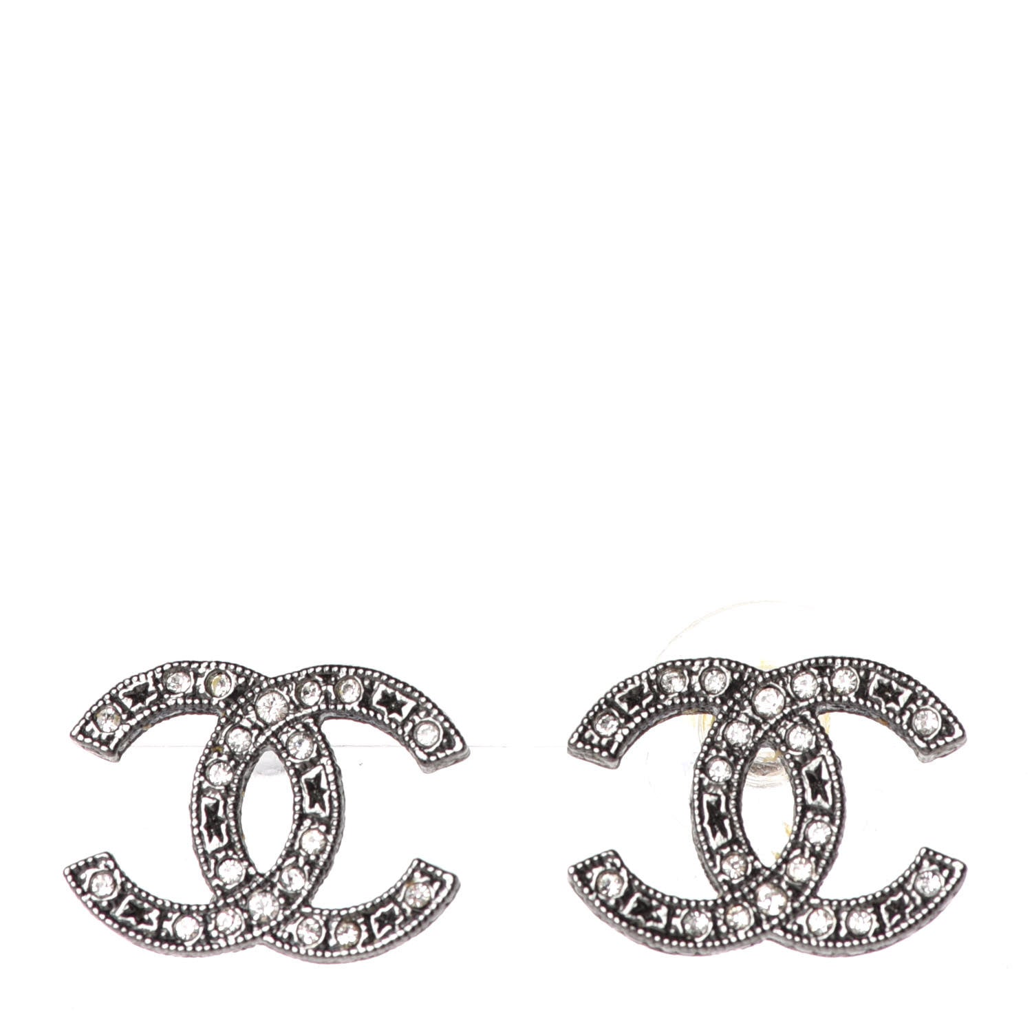 Chanel Ruthenium Crystal CC Earrings 1 of 4