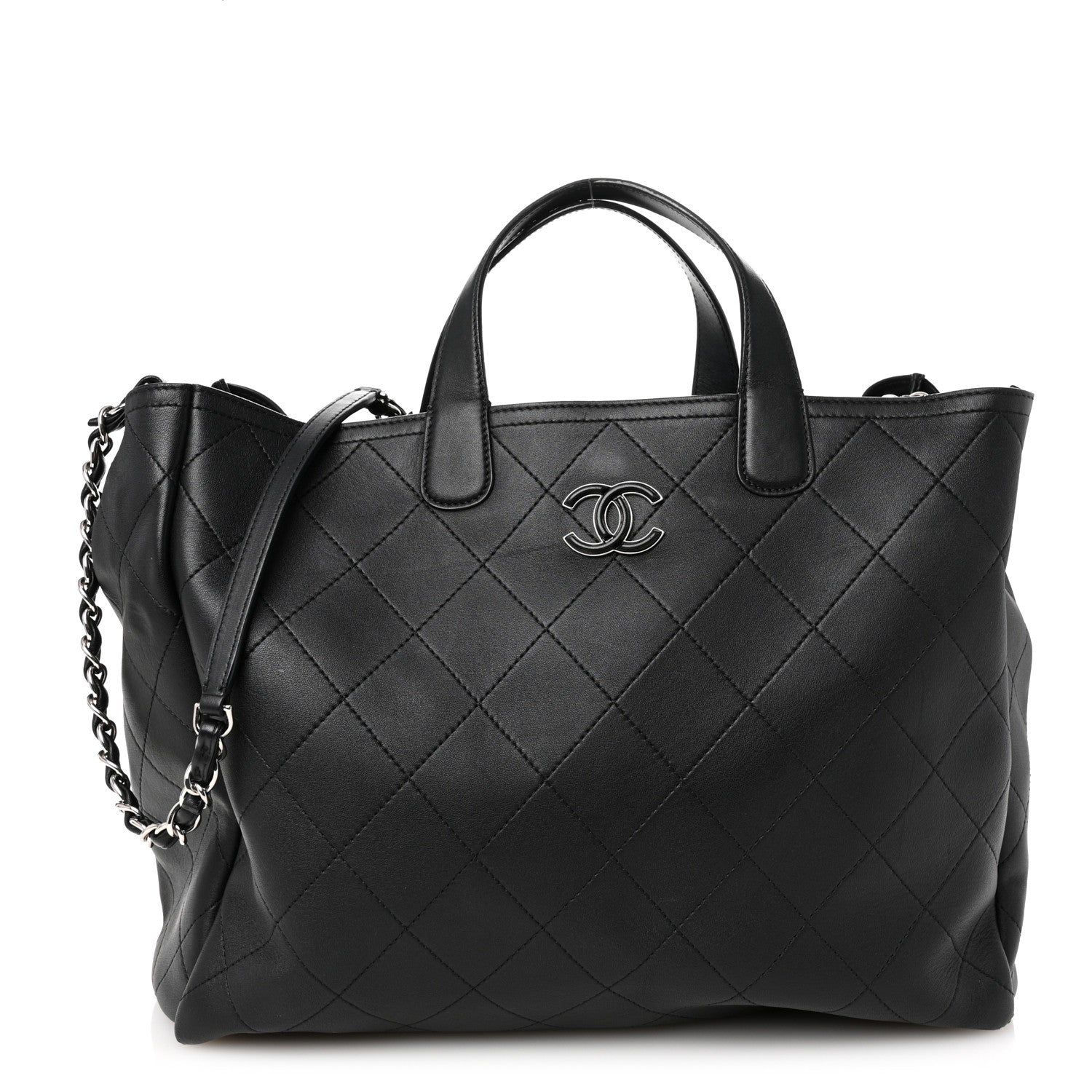 Chanel Calfskin Stitched Large Lady Coco Shopping Tote Black 1 of 10