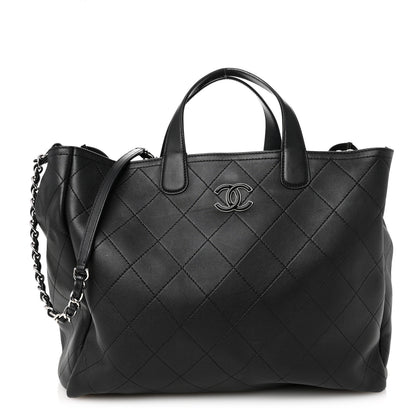 Chanel Calfskin Stitched Large Lady Coco Shopping Tote Black 1 of 10