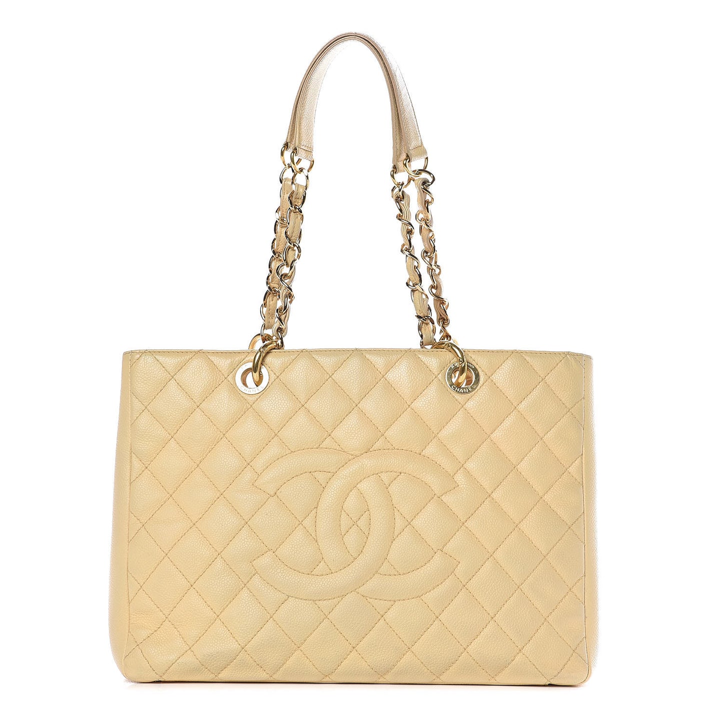 Caviar Quilted Grand Shopping Tote GST Beige