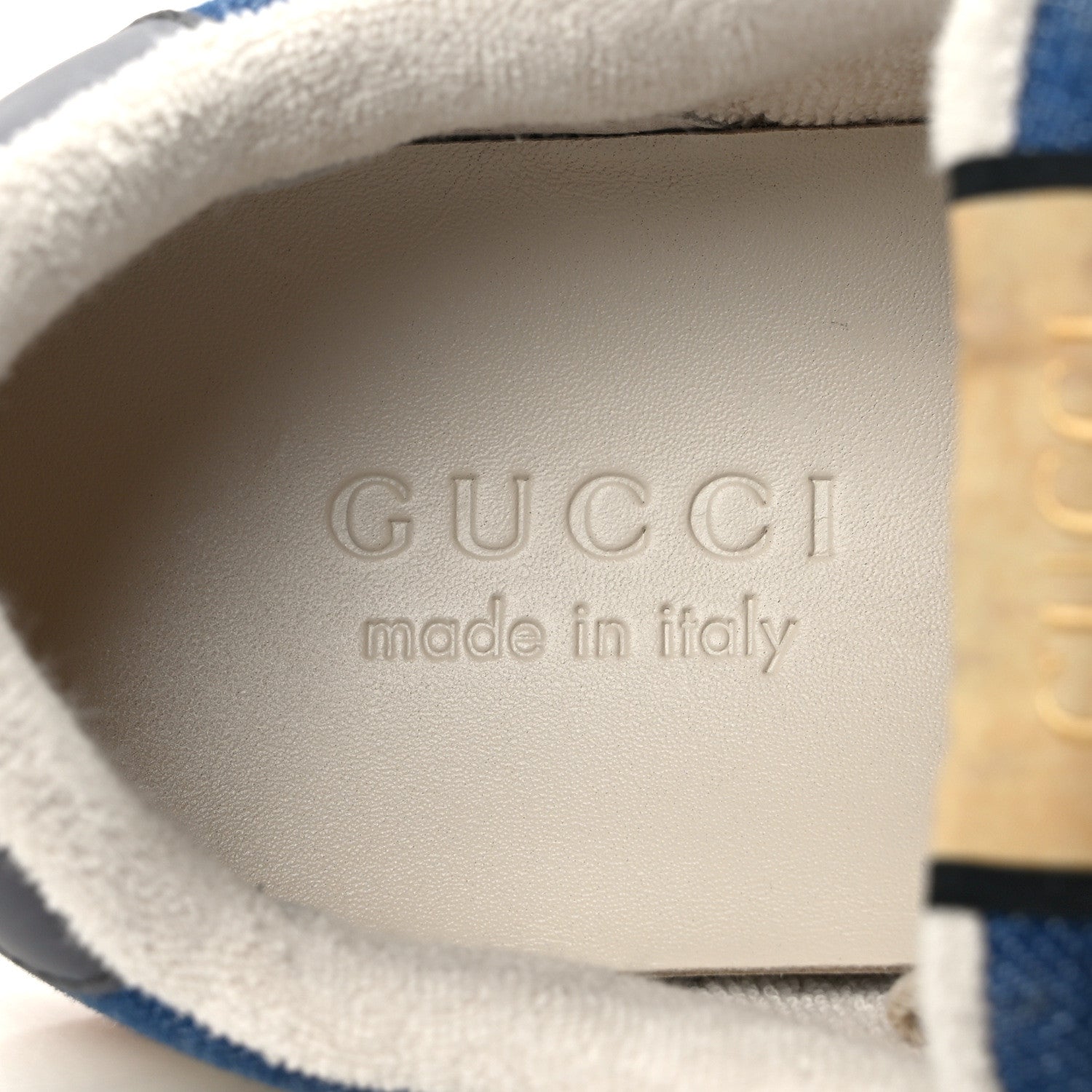 Gucci Denim Calfskin Web Mens Screener Sneakers 8.5 Indigo Blue 8 of 9