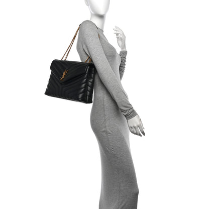 Saint Laurent Calfskin Y Quilted Monogram Medium Loulou Chain Satchel Black 2 of 10