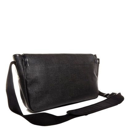 Gucci Coated Canvas Interlocking G Double Buckle Flap Messenger Bag Black 3 of 9