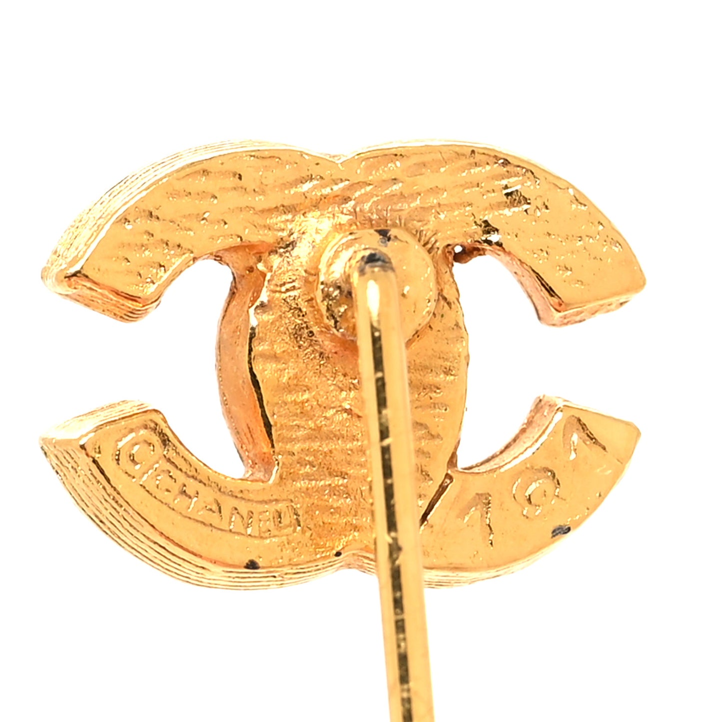 Crystal CC Pin Brooch Gold