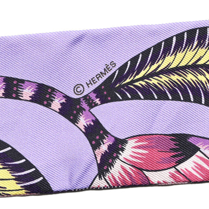 Hermes Silk The Savana Dance Twilly Mauve Jaune Rose 3 of 6