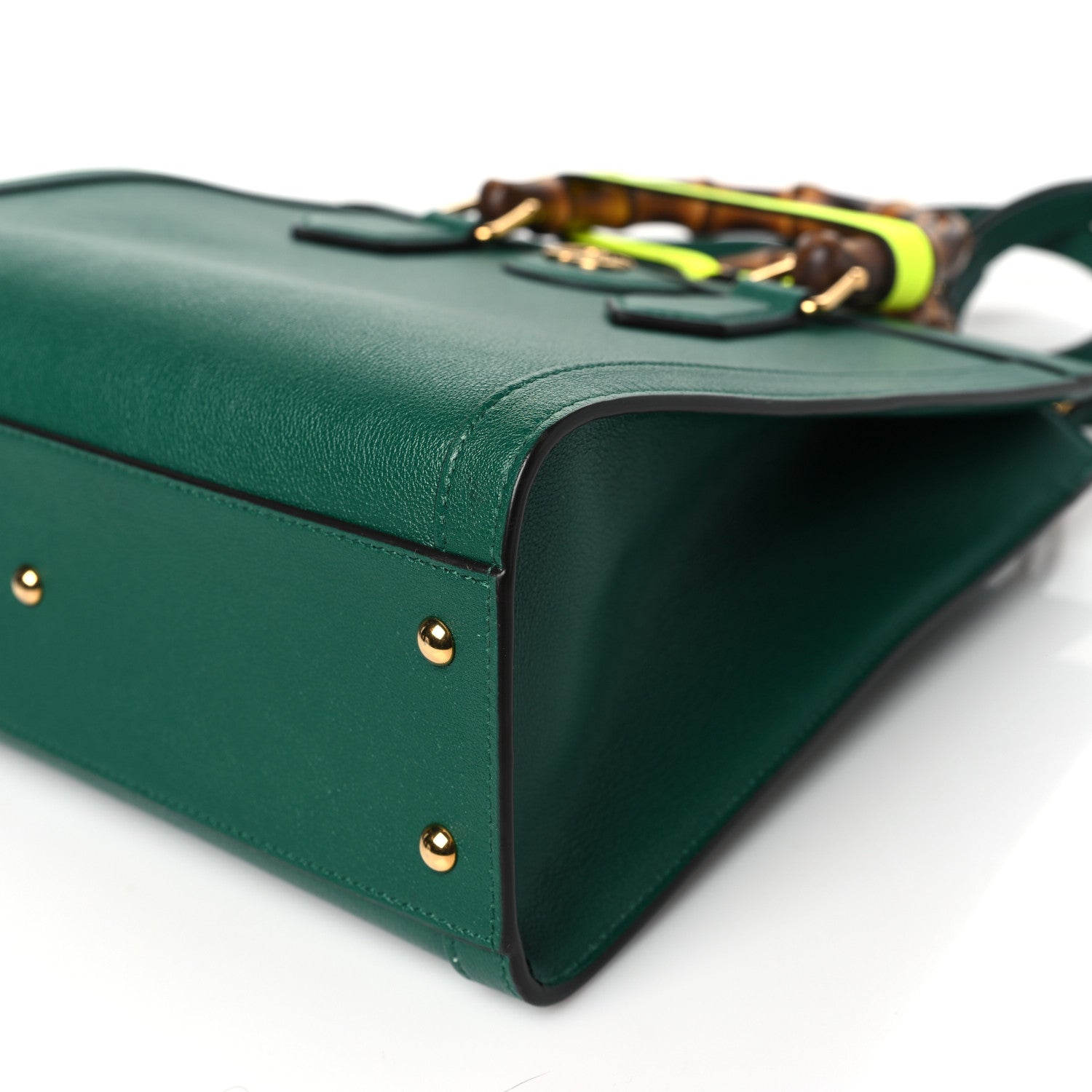 Gucci Wonka Grain Calfskin Small Diana Tote Bag Green Yellow Fluo 9 of 9