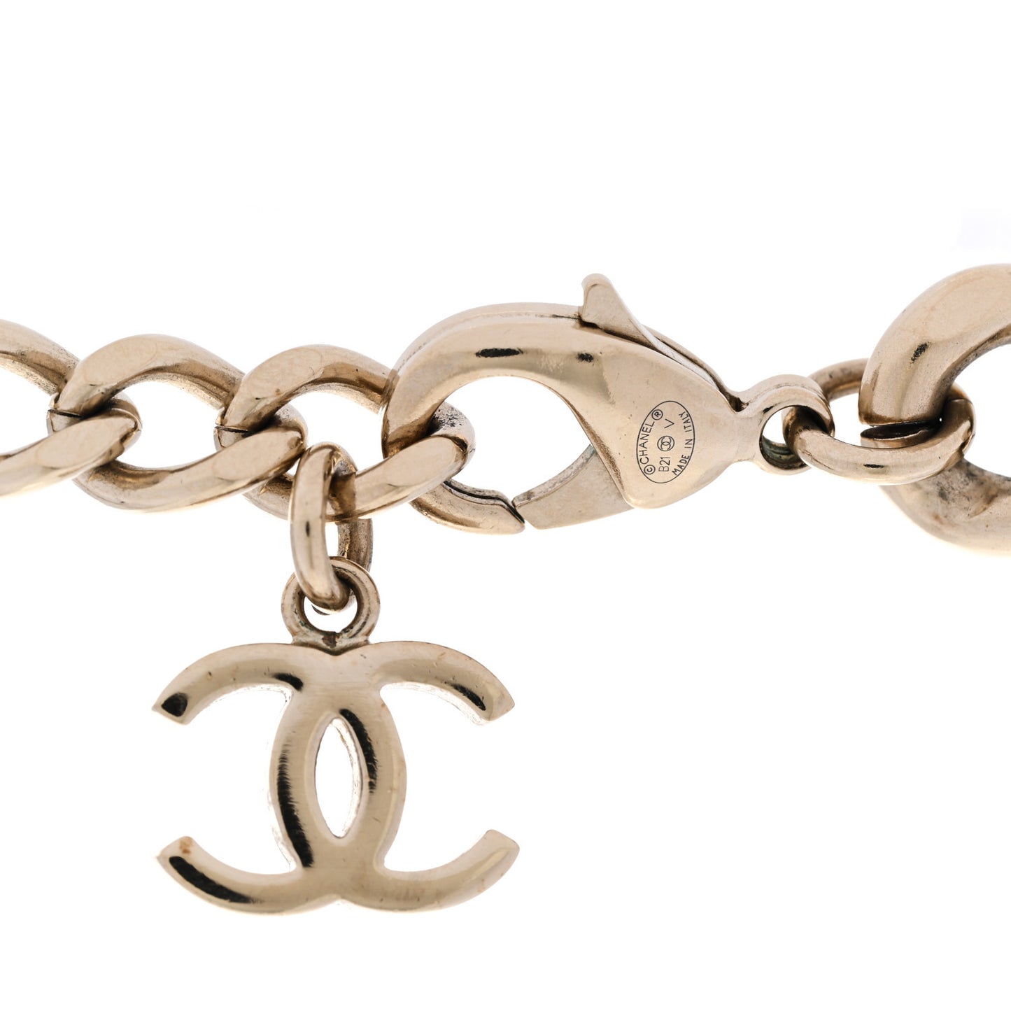 Crystal Chain Link CC Choker Necklace Gold
