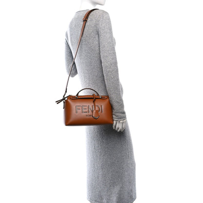 Fendi Vitello King Logo Embossed Medium By The Way Boston Bag Cuoio 2 of 9