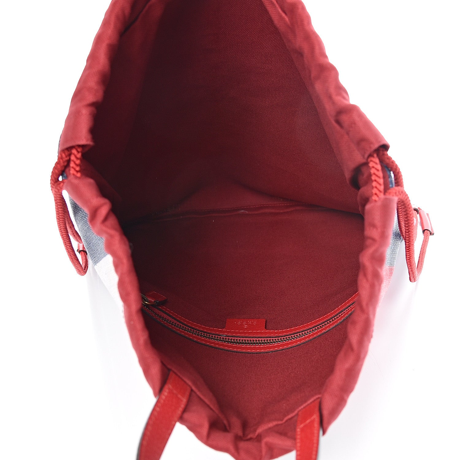 Gucci Canvas Logo Sylvie Stripe Drawstring Backpack Red 4 of 9