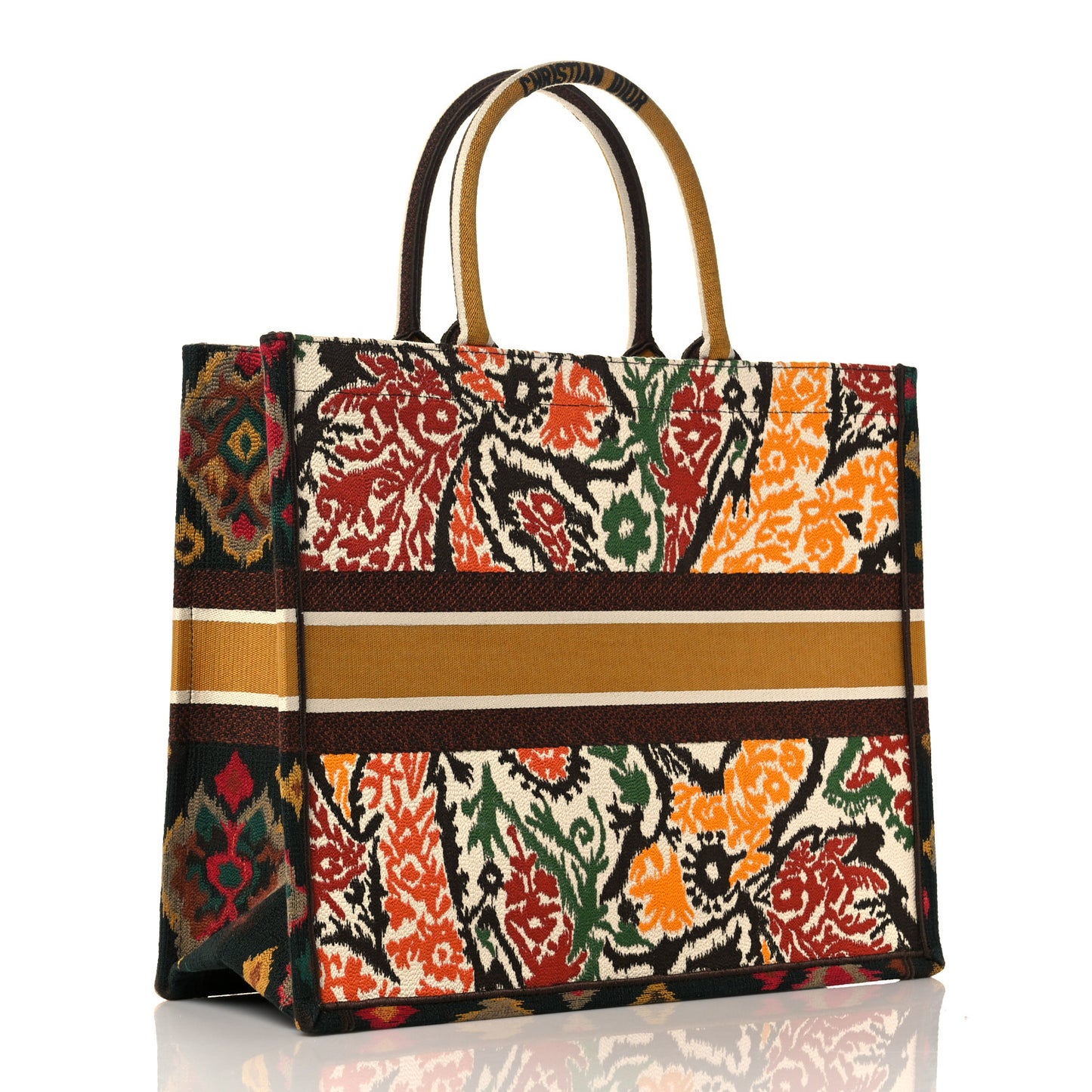 Canvas Embroidered Large Paisley Book Tote Multicolor