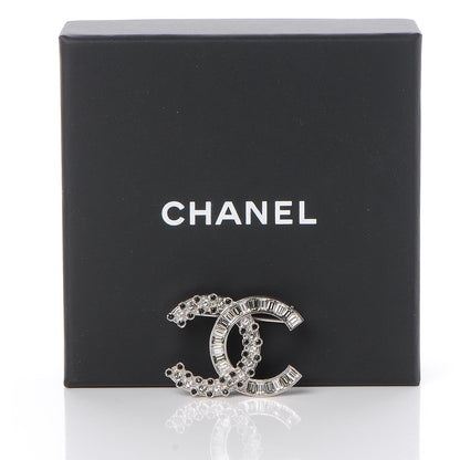 Chanel Baguette Crystal CC Brooch Silver Black 5 of 5