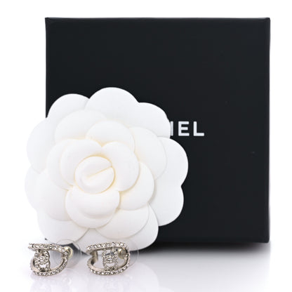 Chanel Crystal CC Hoop Earrings Silver 5 of 5