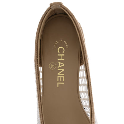 Chanel Raffia Cap Toe Ballerina Flats 38.5 White Beige 8 of 9