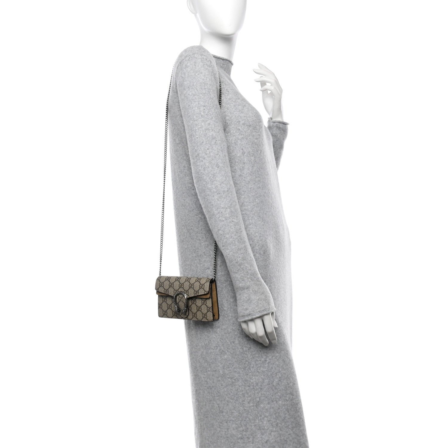 Gucci GG Supreme Monogram Super Mini Dionysus Shoulder Bag Taupe 2 of 16