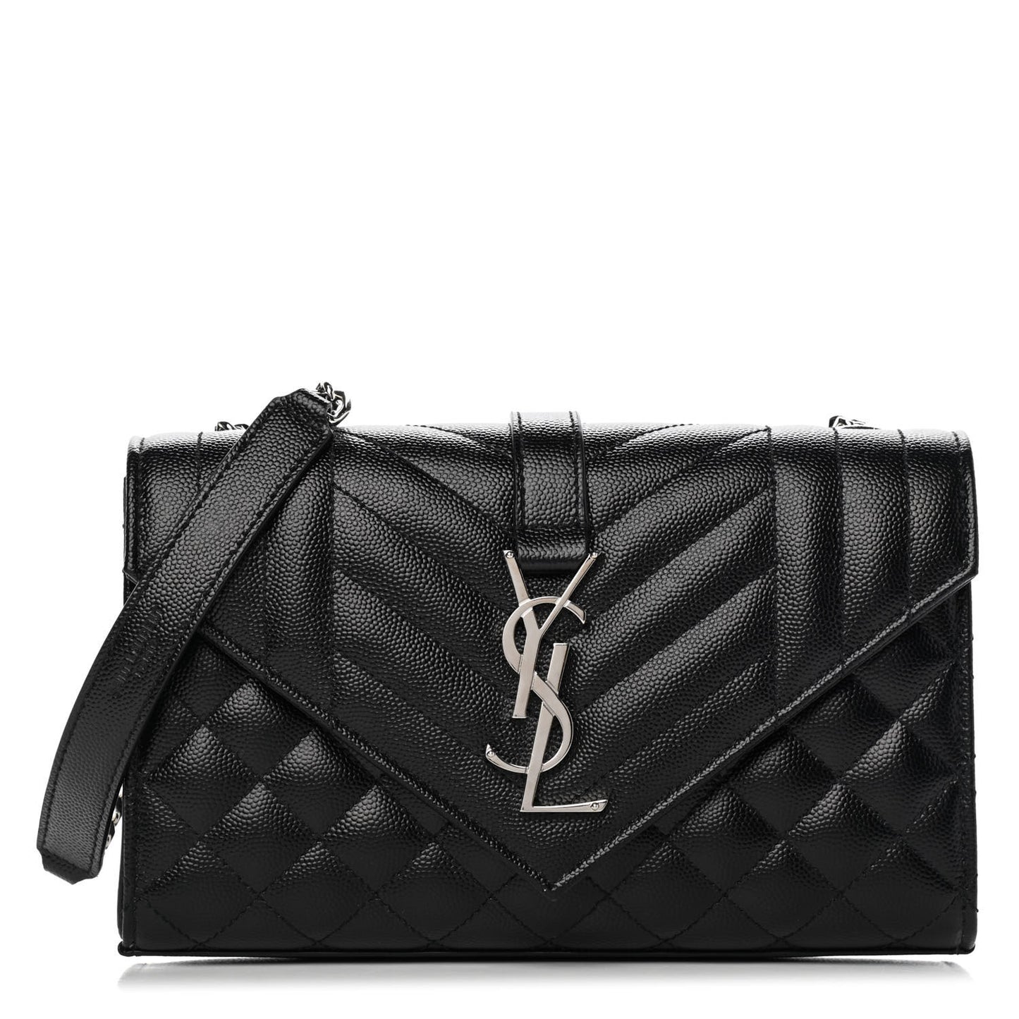 Grain De Poudre Textured Mixed Matelasse Triquilt Small Monogram Satchel Black