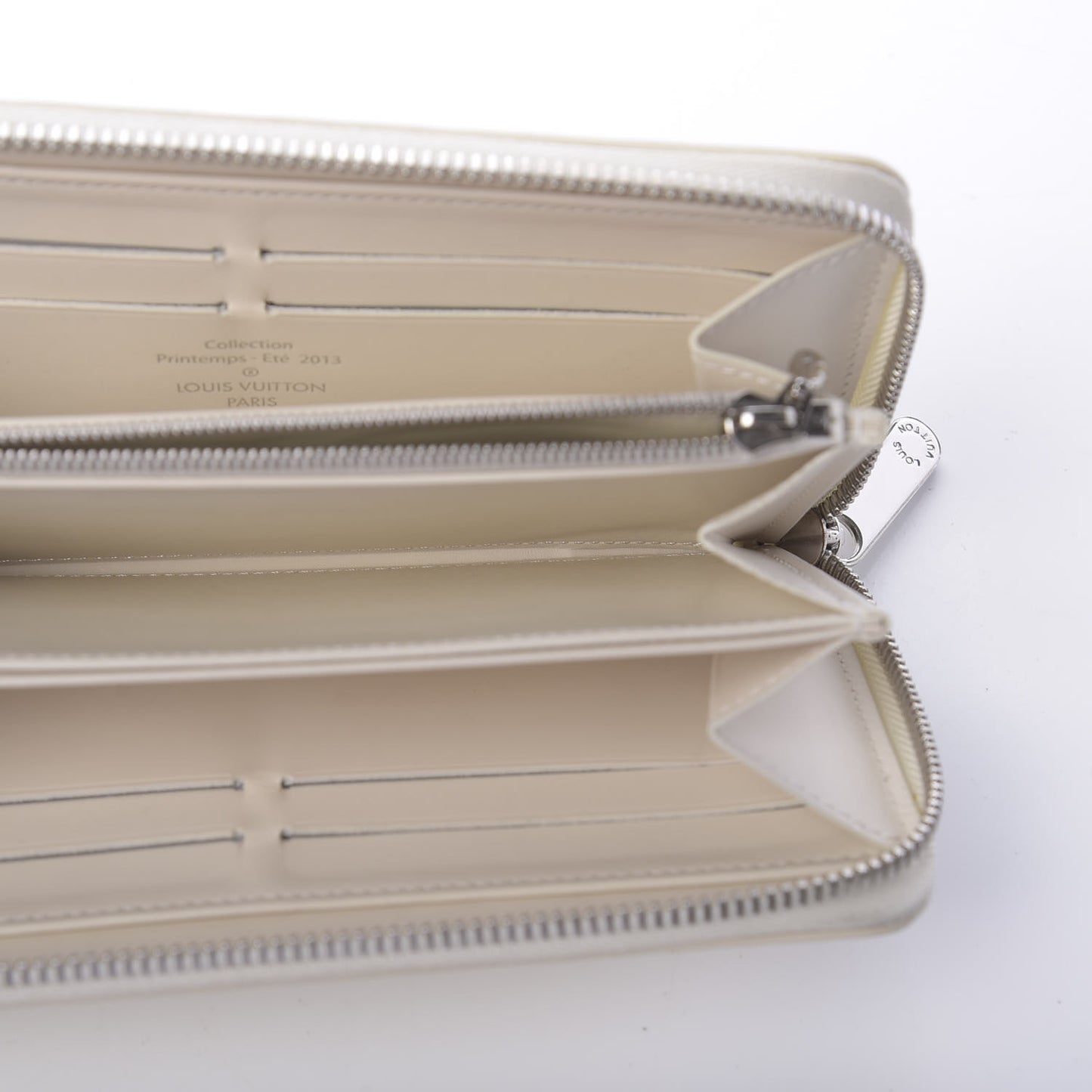 Shiny Calfskin Damier Facette Zippy Wallet Creme