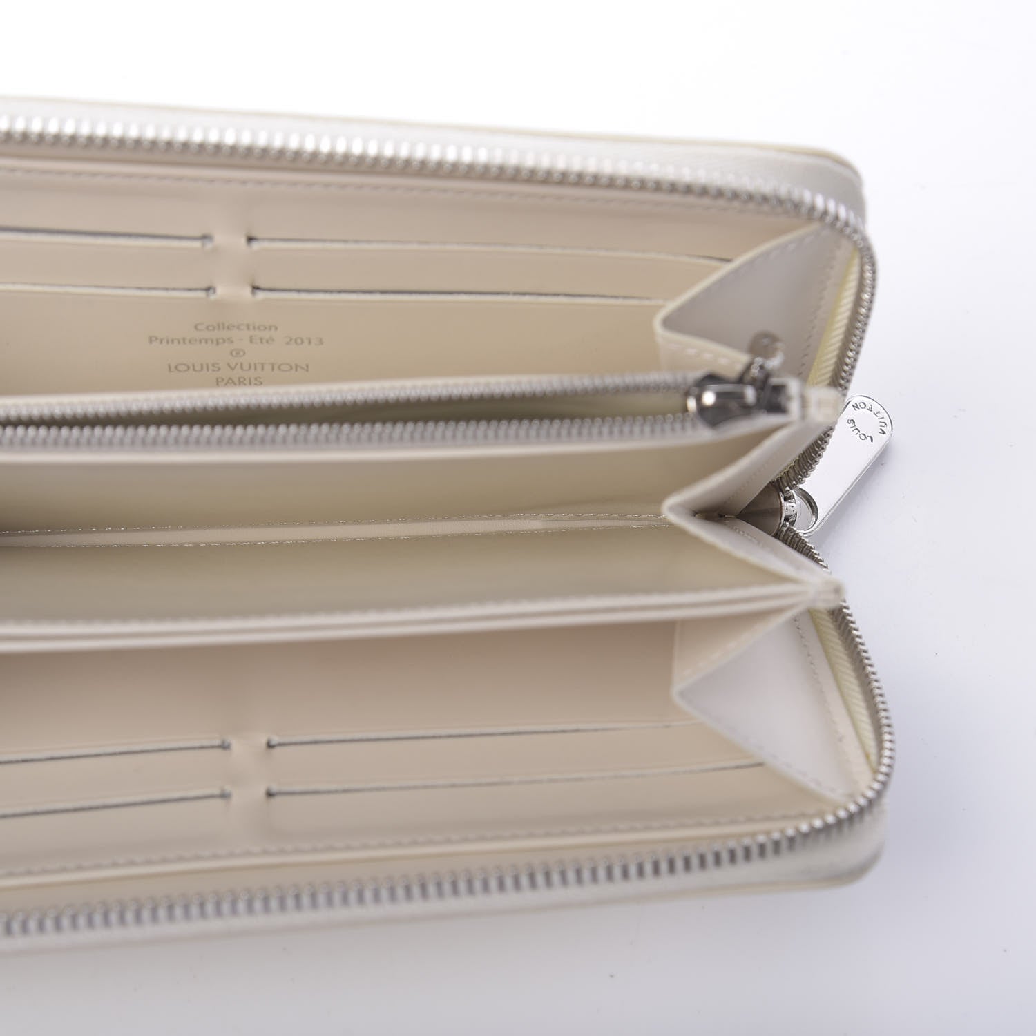 Louis Vuitton Shiny Calfskin Damier Facette Zippy Wallet Creme 5 of 12