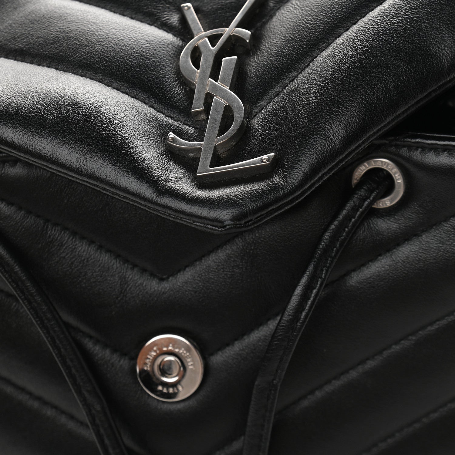 Saint Laurent Calfskin Y Quilted Monogram Small Loulou Backpack Black 10 of 13