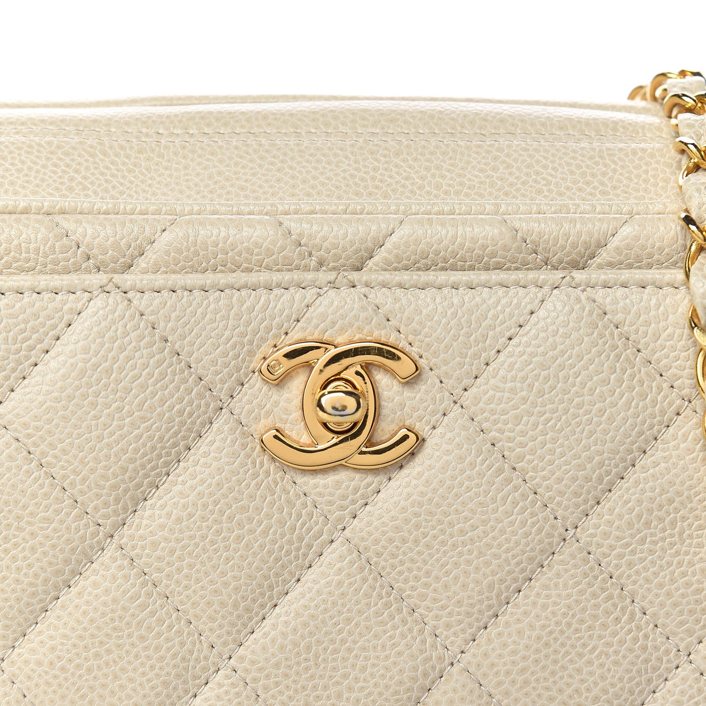 Caviar Quilted Camera Case Beige Clair