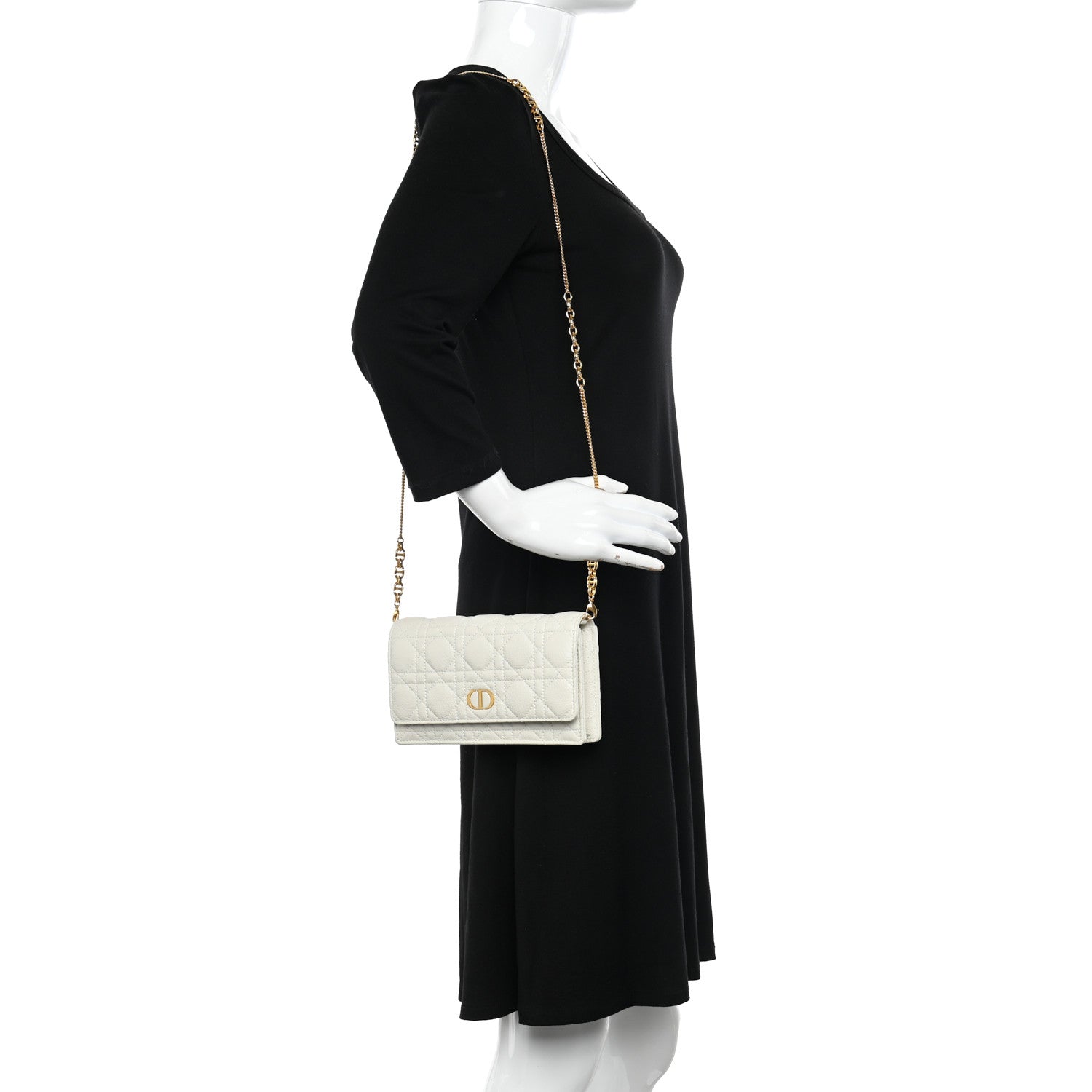 Christian Dior Supple Calfskin Caro Pouch with Chain Latte 2 of 12