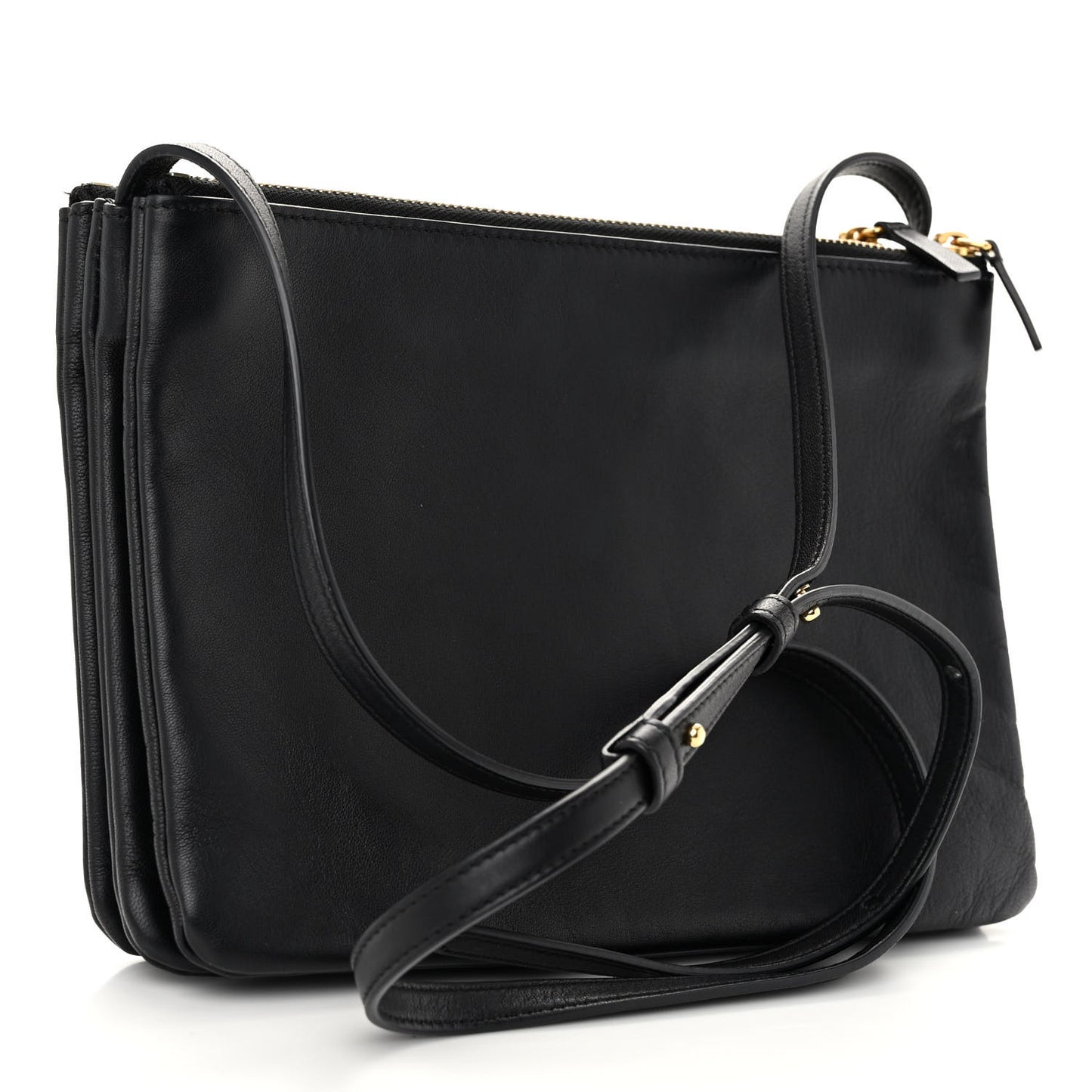 Lambskin Large Trio Crossbody Bag Black