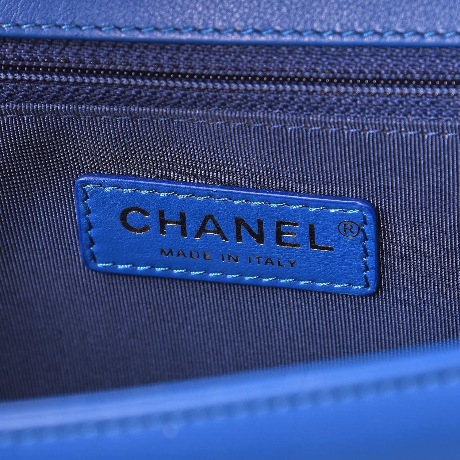 Chanel Calfskin Chevron Quilted New Medium Boy Flap Bright Blue 6 of 8