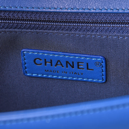 Chanel Calfskin Chevron Quilted New Medium Boy Flap Bright Blue 6 of 8