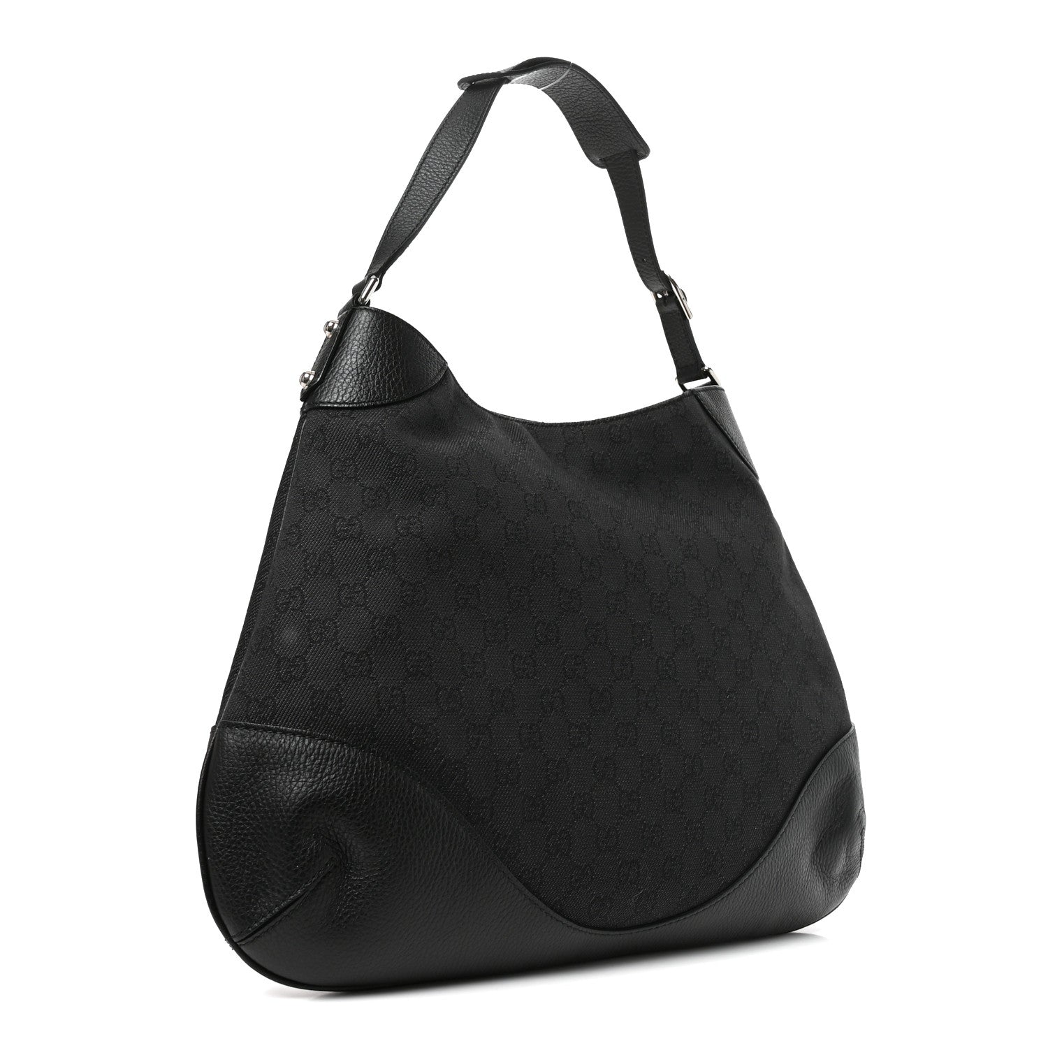 Gucci Monogram Calfskin Large Hobo Black 3 of 10