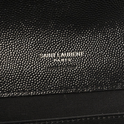 Saint Laurent Grain De Poudre Matelasse Chevron Monogram Envelope Clutch Black 6 of 10