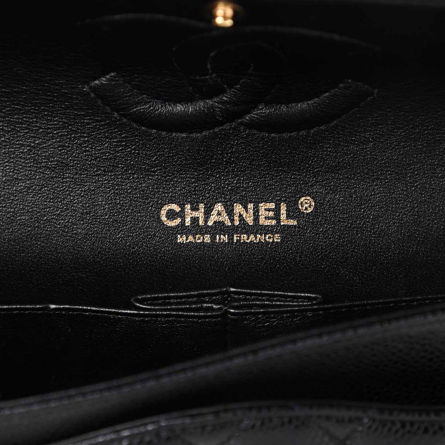 Caviar Quilted Medium Double Flap Black