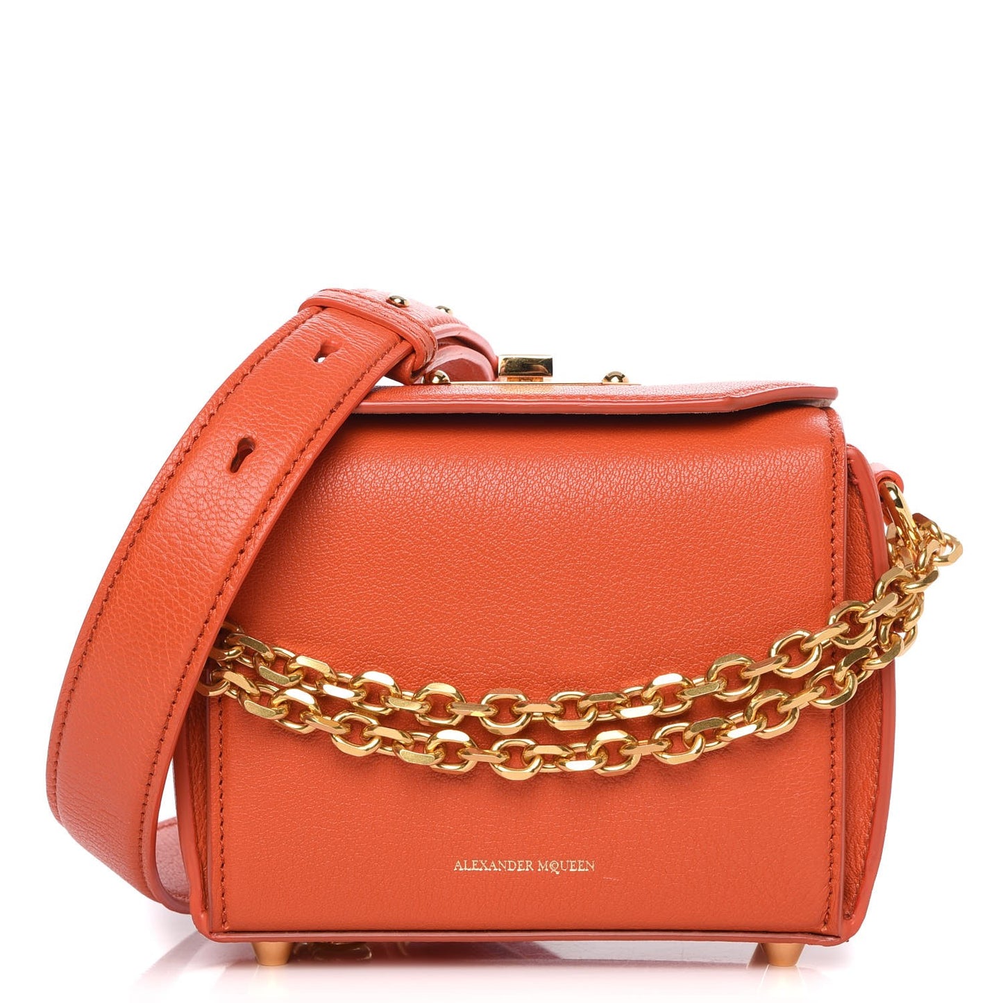 Silky Amish Grained Goatskin Box Shoulder Bag 16 Flame
