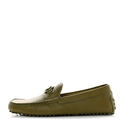 Gucci Soft Clove Calfskin Monochrome Mens Interlocking G Driver Loafers 12 Juniper Green 1 of 13