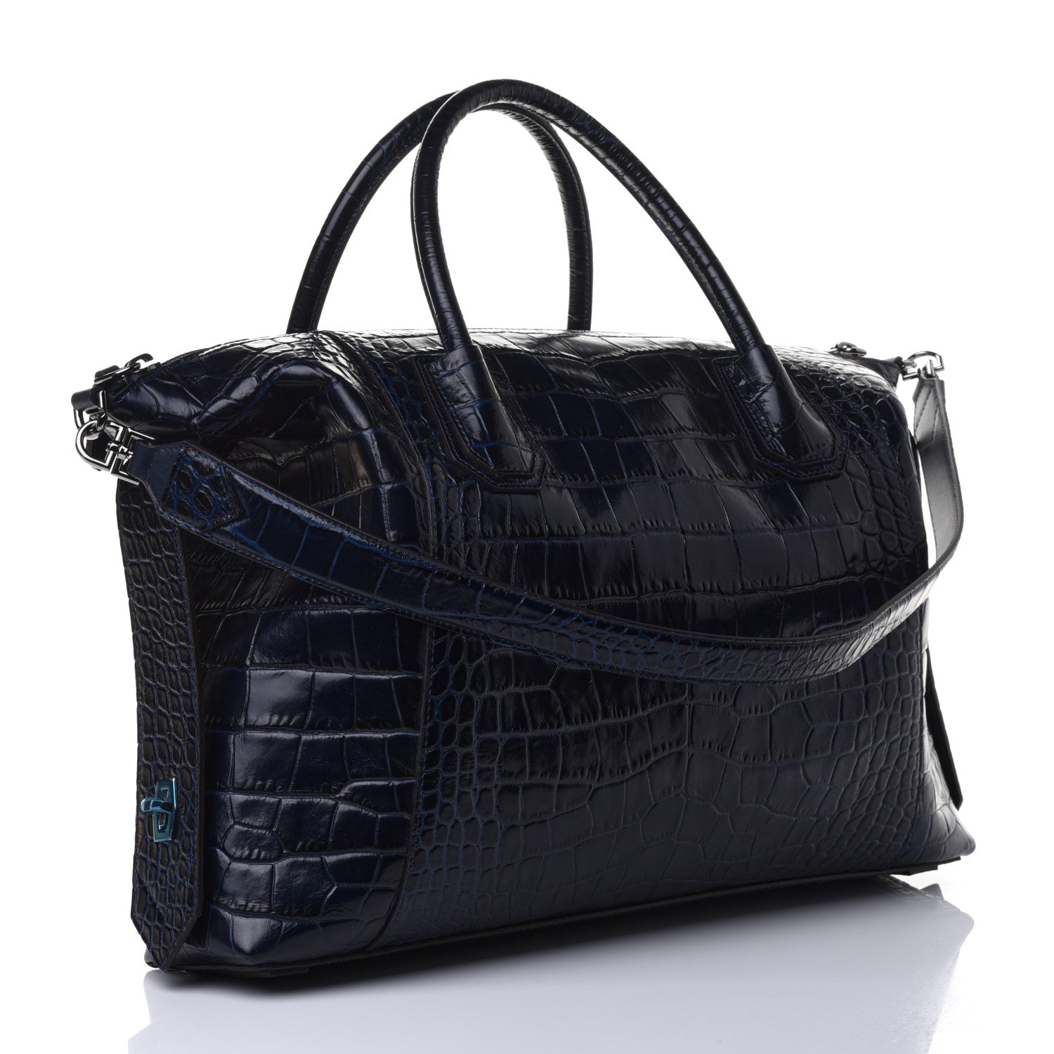 Givenchy Calfskin Crocodile Embossed Large Antigona Navy 2 of 4