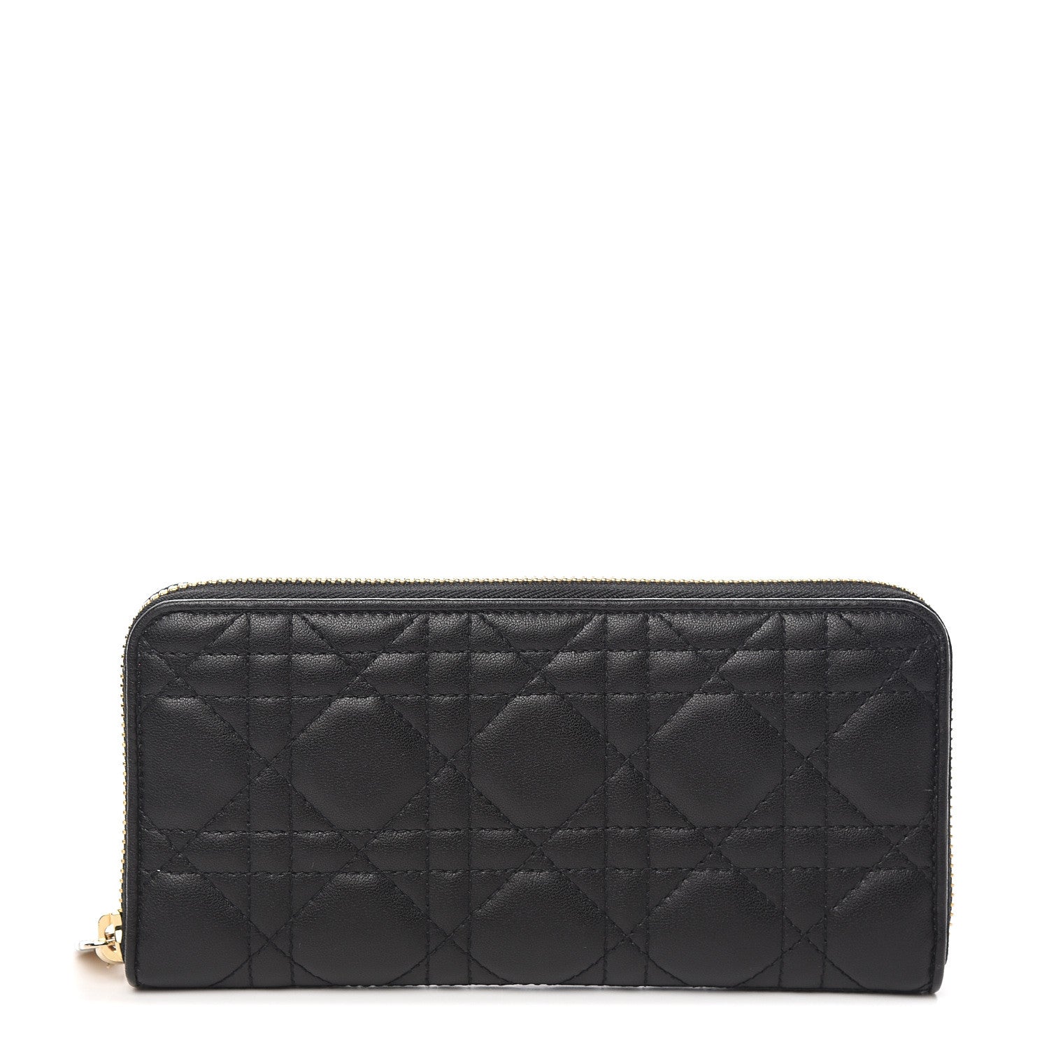 Christian Dior Lambskin Cannage Lady Dior Zip Wallet Black 1 of 8