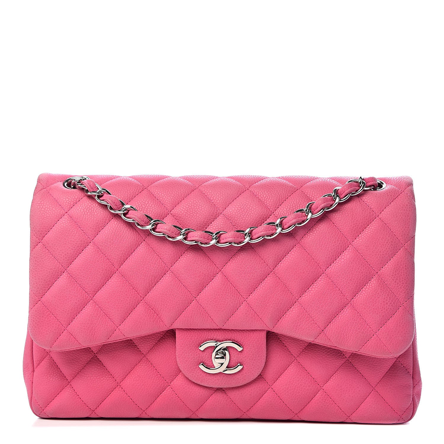 Chanel Iridescent Caviar Quilted Jumbo Double Flap Pink 1 of 16