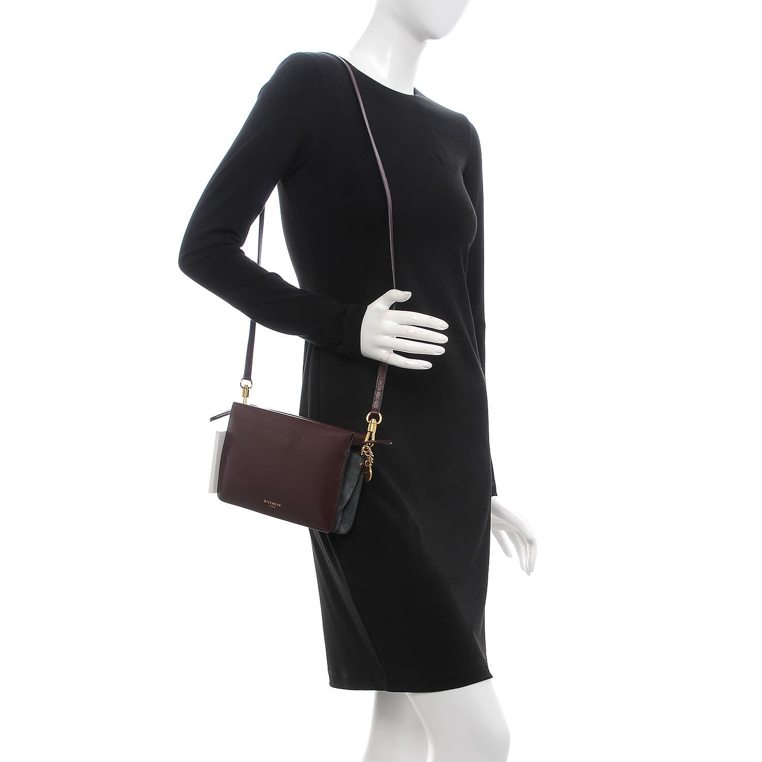 Givenchy Grained Calfskin Suede Cross 3 Crossbody Bag Aubergine Graphite 2 of 15